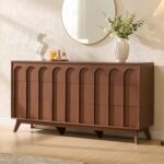 Oak&Sparrow Mid Century Modern Dresser for Bedroom, Walnut 9 Drawer Dresser with Arched Front, 63'' Wide Chest of Drawers Wood Storage Organizer for Living Room - Image 2