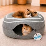 Peekaboo Cat Cave Donut - Cat Tunnel Bed for Indoor Cats – Cute Patterns Hideaway for Multiple & Large Cats, Scratch-Resistant (Dark Gray) - Image 2