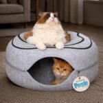 Peekaboo Cat Cave Donut - Cat Tunnel Bed for Indoor Cats – Cute Patterns Hideaway for Multiple & Large Cats, Scratch-Resistant (Light Gray) - Image 2