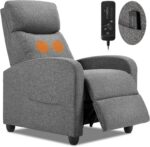 Sweetcrispy Massage Recliner Chair for Adults, Adjustable Home Theater Seating with Lumbar Support for Living Room, Modern Fabric Reclining for Small Space, Grey - Image 2