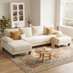 U-Shaped Sectional Couches for Living Room | 112 Inch Modern Sectional Couch | Warm White Chenille Sofa with Double Chaise for Apartment - Image 2