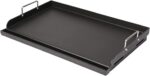Utheer 25" x 16" Pre-Seasoned Nonstick Cast Iron Griddle for Gas & Charcoal Grills – Universal Flat Top with Grease Groove, Reinforced Ridges & High Sidewalls, Great for Parties, Camping & Tailgating - Image 2