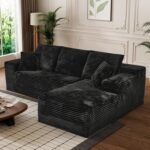 108" Boneless Couches for Living Room, L Shaped Comfy Cloud Modular Sectional Memory Foam Deep Seat Boneless Couch, No Assembly Required Boneless Sofa for Living Room with Right Facing Chaise, Black - Image 2