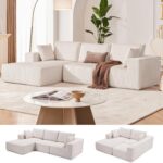 108” Modular Sectional Sofa, Cloud Sectional Couch with Deep Seat, Modern Modular L-Shape Sofa Couch with Chaise,Upholstered Boneless Couches for Living Room Bedroom (Beige, Left Facing Chaise) - Image 2