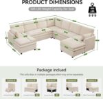 110" Sectional Couches with Double Chaises, Comfy Deep Dual-Layer Cushion Couch, 9 Seater Oversize Couch, Modern Modular Sofa, Chenille Sofas for Living Room, Apartment, Beige - Image 2
