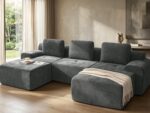 122" U Shaped Oversized Boneless Couch, Comfort Cloud Sectional Couches for Living Room, Modular Sofa High Back & Extra Deep Seat, No Assembly, Soft Chenille (Dark Grey, 122 inch-U shaped（3+2）) - Image 2