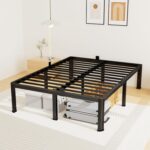 14 Inch Queen Bed Frame, Metal Platform Bed Frame with Round Corner Legs, 3500 lbs Heavy Duty Steel Slats Support, No Box Spring Needed, Noise Free, Easy Assembly, Black - Image 2