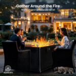 Ciays 43-Inch Rectangular Propane Fire Pit with 60,000 BTU Output, Fire Pit Table Premium Gas for Outside Patio with 304 Stainless Steel H-Burner, Glass Stones, and Wind Guard,Black - Image 3