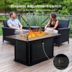 Ciays 43-Inch Rectangular Propane Fire Pit with 60,000 BTU Output, Fire Pit Table Premium Gas for Outside Patio with 304 Stainless Steel H-Burner, Glass Stones, and Wind Guard,Black - Image 7