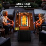 Ciays 43-Inch Rectangular Propane Fire Pit with 60,000 BTU Output, Fire Pit Table Premium Gas for Outside Patio with 304 Stainless Steel H-Burner, Glass Stones, and Wind Guard,Black - Image 8