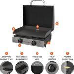 Blackstone 1813 Original 22” Tabletop Griddle with Hood and Stainless Steel Front Plate, Powder Coated Steel, Black - Image 3