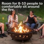 Sunnydaze Cosmic Steel Large Outdoor Fire Pit - Wood-Burning Firepit for Outside Patio, Backyard, Deck, Porch - Wood Grate, Spark Screen, and Fireplace Poker Included - 42-Inch - Bronze - Image 3