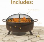 Sunnydaze Cosmic Steel Large Outdoor Fire Pit - Wood-Burning Firepit for Outside Patio, Backyard, Deck, Porch - Wood Grate, Spark Screen, and Fireplace Poker Included - 42-Inch - Bronze - Image 4