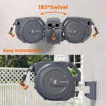 Giraffe Tools Retractable Garden Hose Reel, 5/8" x 62 ft Wall Mounted Hose Reels with 180° Swivel Bracket, Any Length Lock Hose Reel with 9- Function Sprayer Nozzle - Image 4