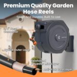 Giraffe Tools Retractable Garden Hose Reel, 5/8" x 62 ft Wall Mounted Hose Reels with 180° Swivel Bracket, Any Length Lock Hose Reel with 9- Function Sprayer Nozzle - Image 5