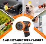 Giraffe Tools Retractable Garden Hose Reel, 5/8" x 62 ft Wall Mounted Hose Reels with 180° Swivel Bracket, Any Length Lock Hose Reel with 9- Function Sprayer Nozzle - Image 6