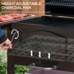Outsunny Charcoal Grill, Portable BBQ with Adjustable Height, Folding Shelves, Thermometer, Bottle Opener and Wheels, Barbecue for Outdoor Camping, Picnic, Patio, Backyard, Black - Image 7