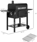 Outsunny Charcoal Grill, Portable BBQ with Adjustable Height, Folding Shelves, Thermometer, Bottle Opener and Wheels, Barbecue for Outdoor Camping, Picnic, Patio, Backyard, Black - Image 8