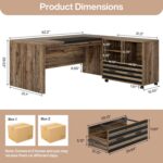 Tribesigns 62.2" Executive Desk with Mobile File Cabinet, L-Shaped Office Desk with Storage Shelves, Large Computer Desk Business Workstation Set for Home Office, Light Brown - Image 3