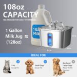 Veken Innovation Award Winner Stainless Steel Cat Water Fountain, 108oz/3.2L Automatic Pet Fountain Dog Water Dispenser with 3 Replacement Filters & Silicone Mat, Gifts for Cats, Dogs (Silver) - Image 5