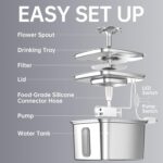 Veken Innovation Award Winner Stainless Steel Cat Water Fountain, 108oz/3.2L Automatic Pet Fountain Dog Water Dispenser with 3 Replacement Filters & Silicone Mat, Gifts for Cats, Dogs (Silver) - Image 9