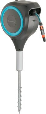 GARDENA Automatic Retractable Garden Hose Reel - 50 Feet - 360 Degree Swivel Outdoor Hose Reel with Metal Spike Base - Auto Retract - UV Resistant Housing - Easy Install No Tools Required - 18604 - Image 7