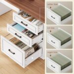 SEDETA Farmhouse L Shaped Electric Standing Desk, 63" x 67" Height Adjustable Home Office Executive Desk with Drawers, Standing Computer Desks with Power Outlet for Home Office, White+Brown - Image 7