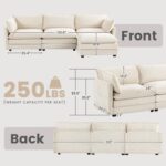 ROWHY Oversized Modular Sectional Sofa with Movable Ottoman, 112 Inch 4 Seat Modern Corduroy Sofa Set, Convertible L Shaped Couch for Living Room and Office, Beige - Image 3