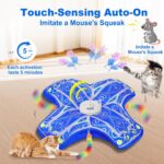 Interactive Cat Toys for Indoor Cats,[Newly Upgraded] Rechargeable Touch Activated Hide and Seek Kitten Toys for Bored Indoor Adult Cats with Fluttering (Blue) - Image 4