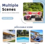 Vongrasig 5 Piece Patio Furniture Sets, Outdoor Patio Set Sectional Sofa, All-Weather PE Rattan Outdoor Couch with Ottoman, Glass Table for Garden, Backyard, Porch, Beige - Image 7