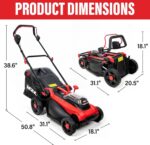 MZK 40V 16" Electric Lawn Mower, 2-in-1 Brushless Cordless Lawn Mower, Walk-Behind Push Mowers with 5-Position Height Adjustment, 2 x 4.0Ah Batteries & Charger Included, LM16B011 - Image 3
