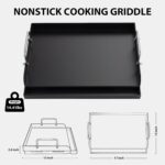 Utheer 17 x 13 x 2.6 Inch Nano-Ceramic Nonstick Griddle Plate for Gas and Charcoal Grills, Pre-Seasoned Cast Iron Flat Top Insert with Grease Groove, Removable Handles for BBQ, Camping, Tailgating - Image 3