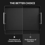 Utheer 17 x 13 x 2.6 Inch Nano-Ceramic Nonstick Griddle Plate for Gas and Charcoal Grills, Pre-Seasoned Cast Iron Flat Top Insert with Grease Groove, Removable Handles for BBQ, Camping, Tailgating - Image 5