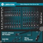 LIBRATON Magnetic Nut Driver Set, 35PCs Impact Driver Bit Set, Deep Nut Driver Set, Metric & SAE Nut Driver for Impact Drill, Wing Nut Driver, Quick-release Bit Holder, Drill Bit PH1 PH2, with Toolbox - Image 4