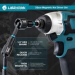LIBRATON Magnetic Nut Driver Set, 35PCs Impact Driver Bit Set, Deep Nut Driver Set, Metric & SAE Nut Driver for Impact Drill, Wing Nut Driver, Quick-release Bit Holder, Drill Bit PH1 PH2, with Toolbox - Image 7