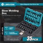 LIBRATON Magnetic Nut Driver Set, 35PCs Impact Driver Bit Set, Deep Nut Driver Set, Metric & SAE Nut Driver for Impact Drill, Wing Nut Driver, Quick-release Bit Holder, Drill Bit PH1 PH2, with Toolbox - Image 9