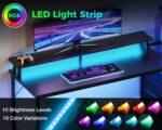 AODK 59 Inch Gaming Desk with LED Light- Reversible Computer Desk with Storage Shelves & Monitor Stand, Modern Gamer Desk Table with Fabric Drawers, Black - Image 5