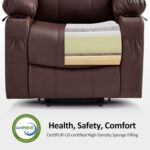MCombo Electric Power Lift Recliner Chair Sofa with Massage and Heat for Elderly, 3 Positions, 2 Side Pockets, and Cup Holders, USB Ports, Faux Leather 7040 (Light Brown, Medium) - Image 5