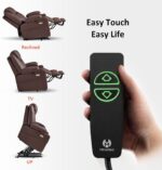 MCombo Electric Power Lift Recliner Chair Sofa with Massage and Heat for Elderly, 3 Positions, 2 Side Pockets, and Cup Holders, USB Ports, Faux Leather 7040 (Light Brown, Medium) - Image 7