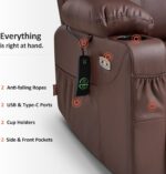 MCombo Electric Power Lift Recliner Chair Sofa with Massage and Heat for Elderly, 3 Positions, 2 Side Pockets, and Cup Holders, USB Ports, Faux Leather 7040 (Light Brown, Medium) - Image 9