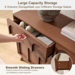Oak&Sparrow Mid Century Modern Dresser for Bedroom, Walnut 6 Drawer Dresser with Arched Front, 47'' Wide Chest of Drawers Wood Storage Organizer for Living Room - Image 5