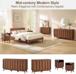 Oak&Sparrow Mid Century Modern Dresser for Bedroom, Walnut 6 Drawer Dresser with Arched Front, 47'' Wide Chest of Drawers Wood Storage Organizer for Living Room - Image 10