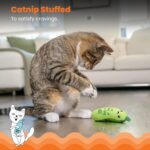 Catstages Crunchy Pickle Kicker Cat Toy – Plush Crinkle Toy with Catnip and Dental Mesh, 6.5" - Image 5