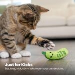 Catstages Crunchy Pickle Kicker Cat Toy – Plush Crinkle Toy with Catnip and Dental Mesh, 6.5" - Image 8