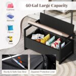 Tangkula 40 Gallon Outdoor Bench with Storage, Patio Wicker Storage Bench with Cushion, Cover, Metal Frame, Deck Box Seat for Backyard, Poolside, Balcony, Garden - Image 7