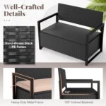 Tangkula 40 Gallon Outdoor Bench with Storage, Patio Wicker Storage Bench with Cushion, Cover, Metal Frame, Deck Box Seat for Backyard, Poolside, Balcony, Garden - Image 9