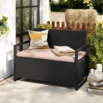 Tangkula 40 Gallon Outdoor Bench with Storage, Patio Wicker Storage Bench with Cushion, Cover, Metal Frame, Deck Box Seat for Backyard, Poolside, Balcony, Garden - Image 10