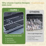 Captiva Designs 4-Burner Propane Gas BBQ Grill with Side Burner & Porcelain-Enameled Cast Iron Grates, 46,700 BTU Output for Outdoor Cooking Kitchen and Patio Backyard Barbecue, Black - Image 3