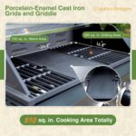 Captiva Designs 4-Burner Propane Gas BBQ Grill with Side Burner & Porcelain-Enameled Cast Iron Grates, 46,700 BTU Output for Outdoor Cooking Kitchen and Patio Backyard Barbecue, Black - Image 4