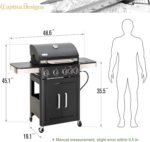 Captiva Designs 4-Burner Propane Gas BBQ Grill with Side Burner & Porcelain-Enameled Cast Iron Grates, 46,700 BTU Output for Outdoor Cooking Kitchen and Patio Backyard Barbecue, Black - Image 7